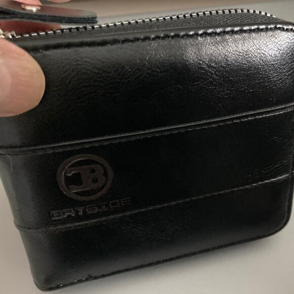 men's horizontal wallet zippered black pu leather new - Picture 3 of 7